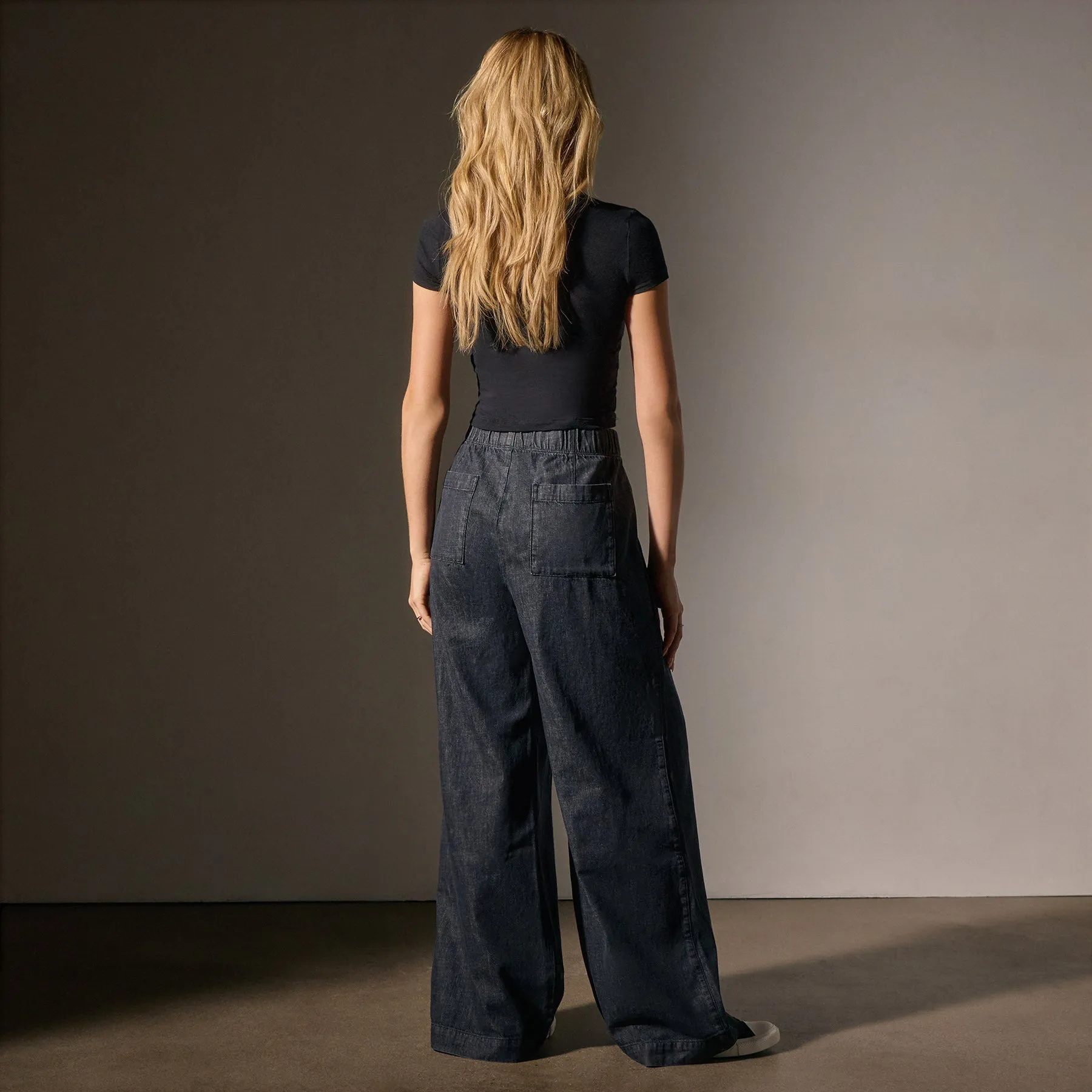 Pleated Denim Pant - Black Enzyme Wash