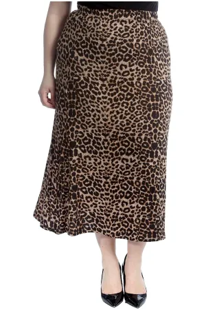 Plus Size Leopard Print Long Maxi Skirt