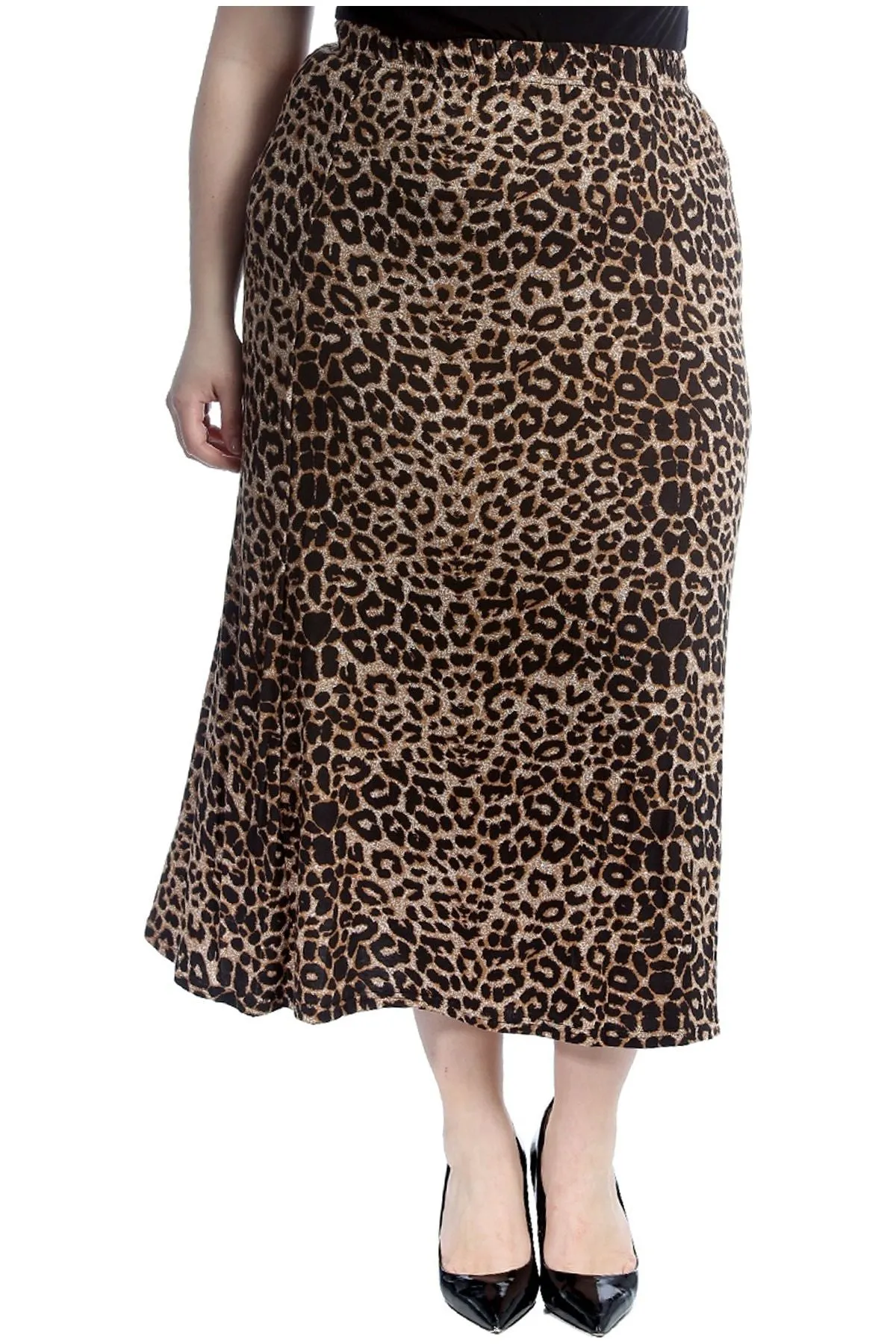 Plus Size Leopard Print Long Maxi Skirt