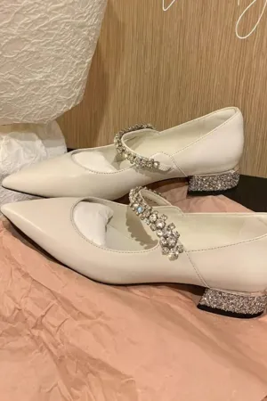 Point Toe Block Heels Slip-Ons