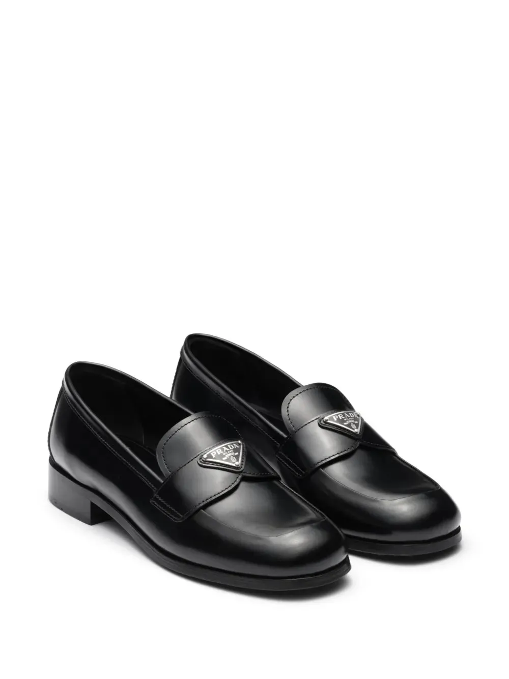 Prada triangle logo loafers