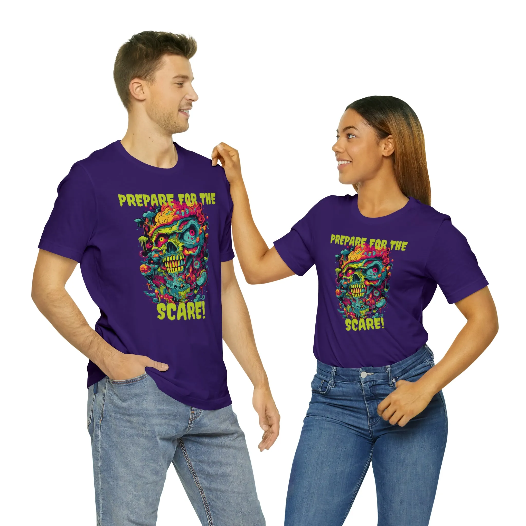Prepare for the Scare T-Shirt | Psychedelic Scary Face Tee |  Bella Canvas 3001Unisex | Spooky Short Sleeve Tshirt