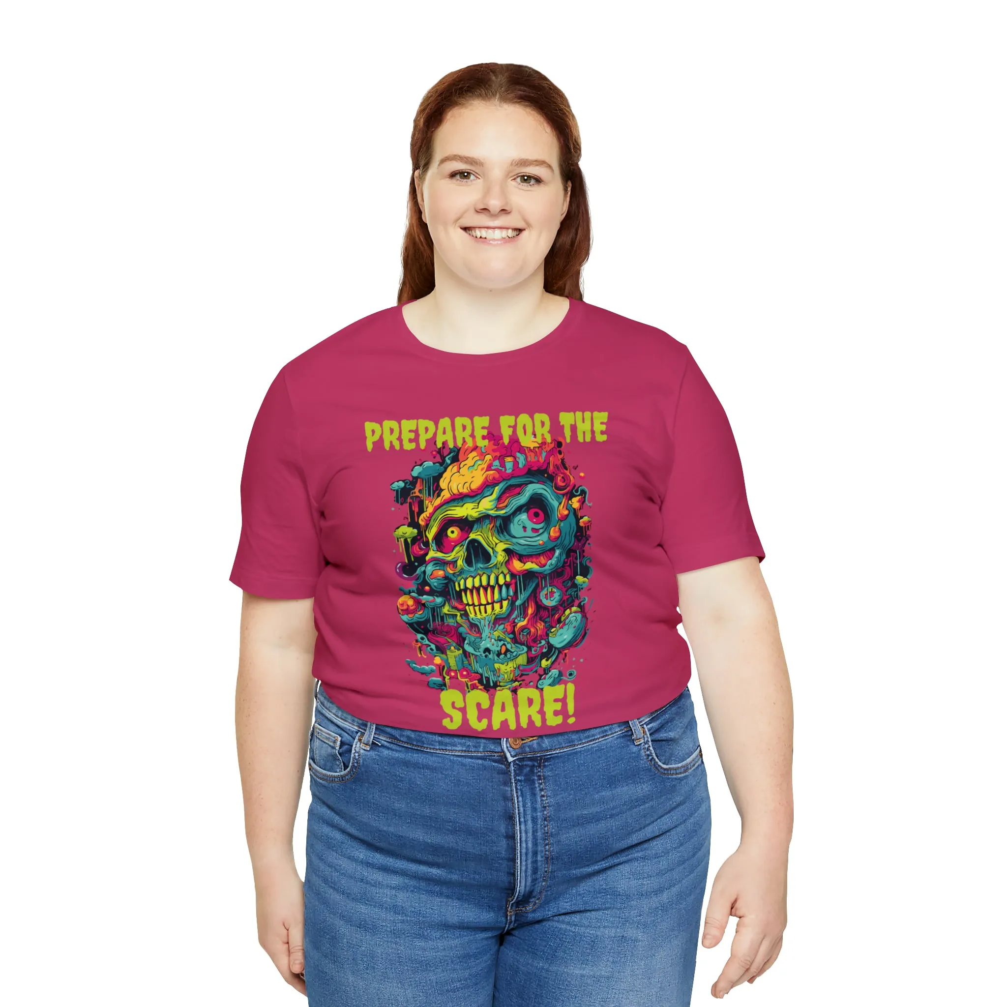 Prepare for the Scare T-Shirt | Psychedelic Scary Face Tee |  Bella Canvas 3001Unisex | Spooky Short Sleeve Tshirt