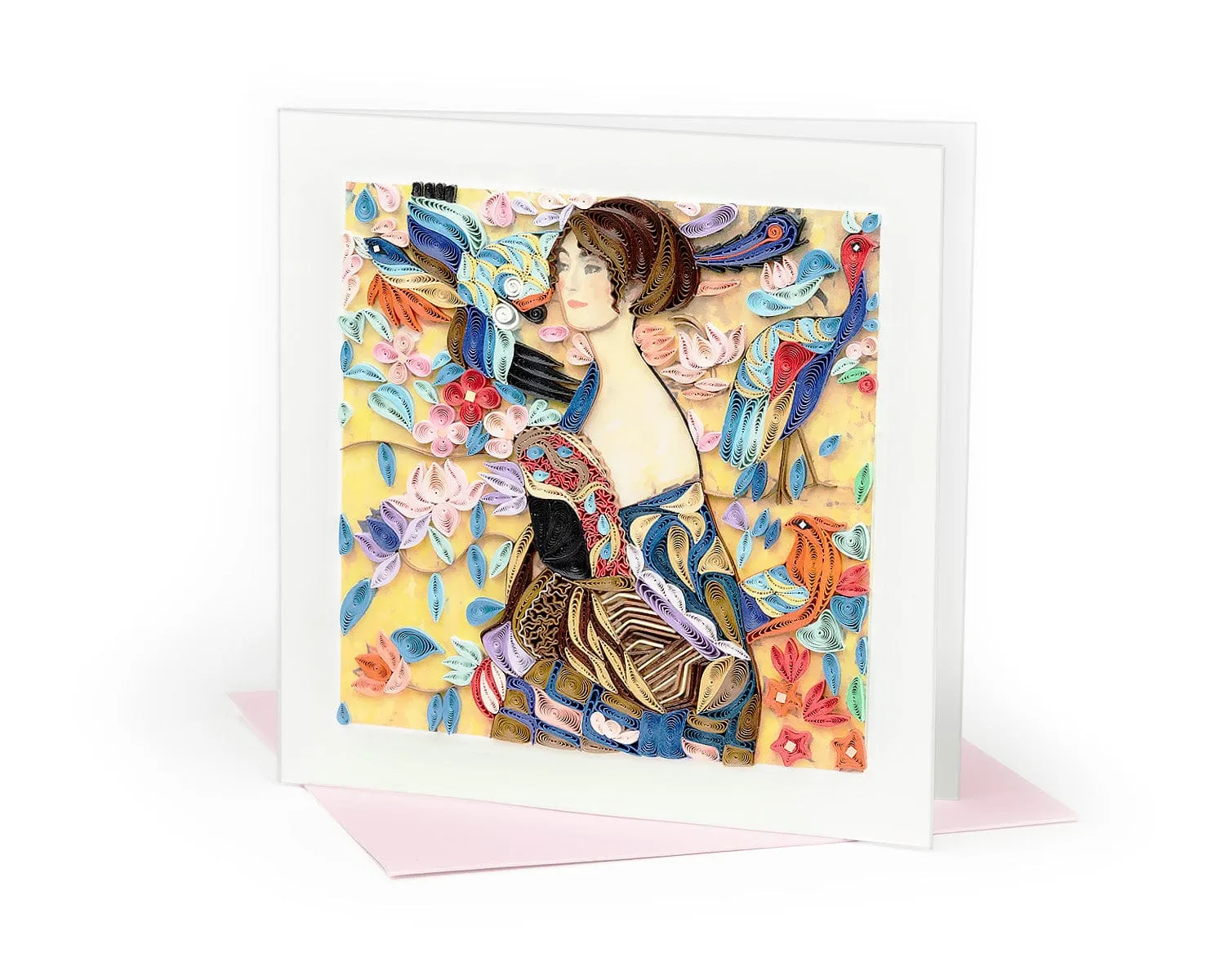 Quilled Artist Series - Lady with Fan, Klimt Greeting Card