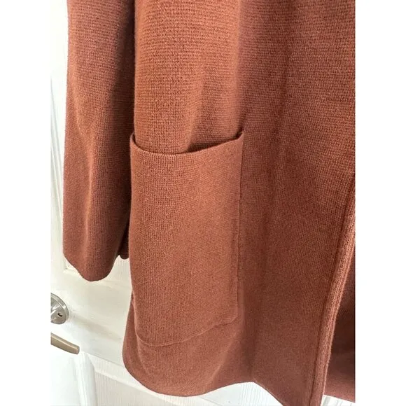 Quince 100% Organic Cotton Knit Blazer Brown Women's Medium Pockets