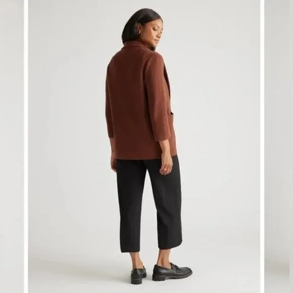 Quince 100% Organic Cotton Knit Blazer Brown Women's Medium Pockets