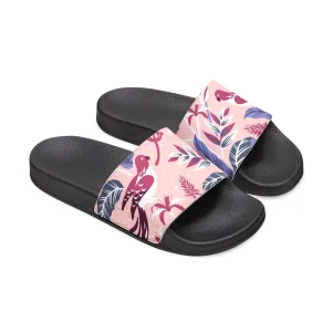 "Tropical Avian Whispers: Pink Paradise" Women's Beach Sandals