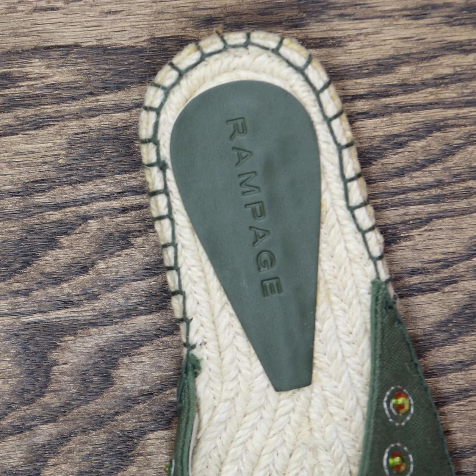 Rampage Womens Vintage Kasey Slip On Embellished Flats 167416745a4e70 Green 6M