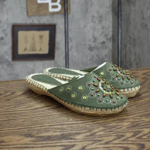 Rampage Womens Vintage Kasey Slip On Embellished Flats 167416745a4e70 Green 6M