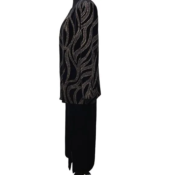 R&amp;M Richards Women's 2 pc Formal Jacket Set w/Skirt Accent w/Gold-Silver Sz 10P