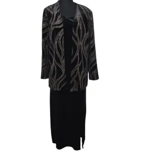 R&amp;M Richards Women's 2 pc Formal Jacket Set w/Skirt Accent w/Gold-Silver Sz 10P