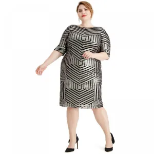 R&M Richards Women's Plus Size Sequined Sheath Dress