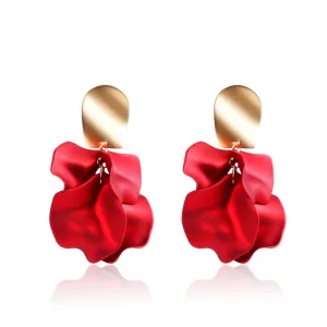 Red Acrylic & 18K Gold-Plated Four-Petal Drop Earrings