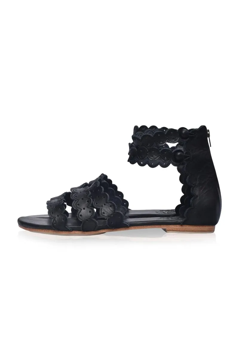 Rimini Boho Leather Sandals in Vintage Camel