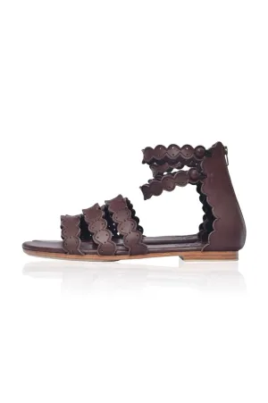 Rimini Boho Leather Sandals in Vintage Camel