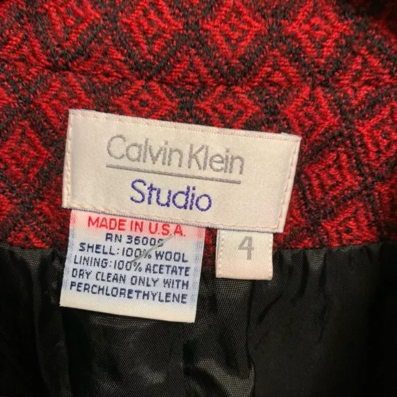 RK-Vintage Women's Calvin Klein Studio Blazer, Size 4, Red
