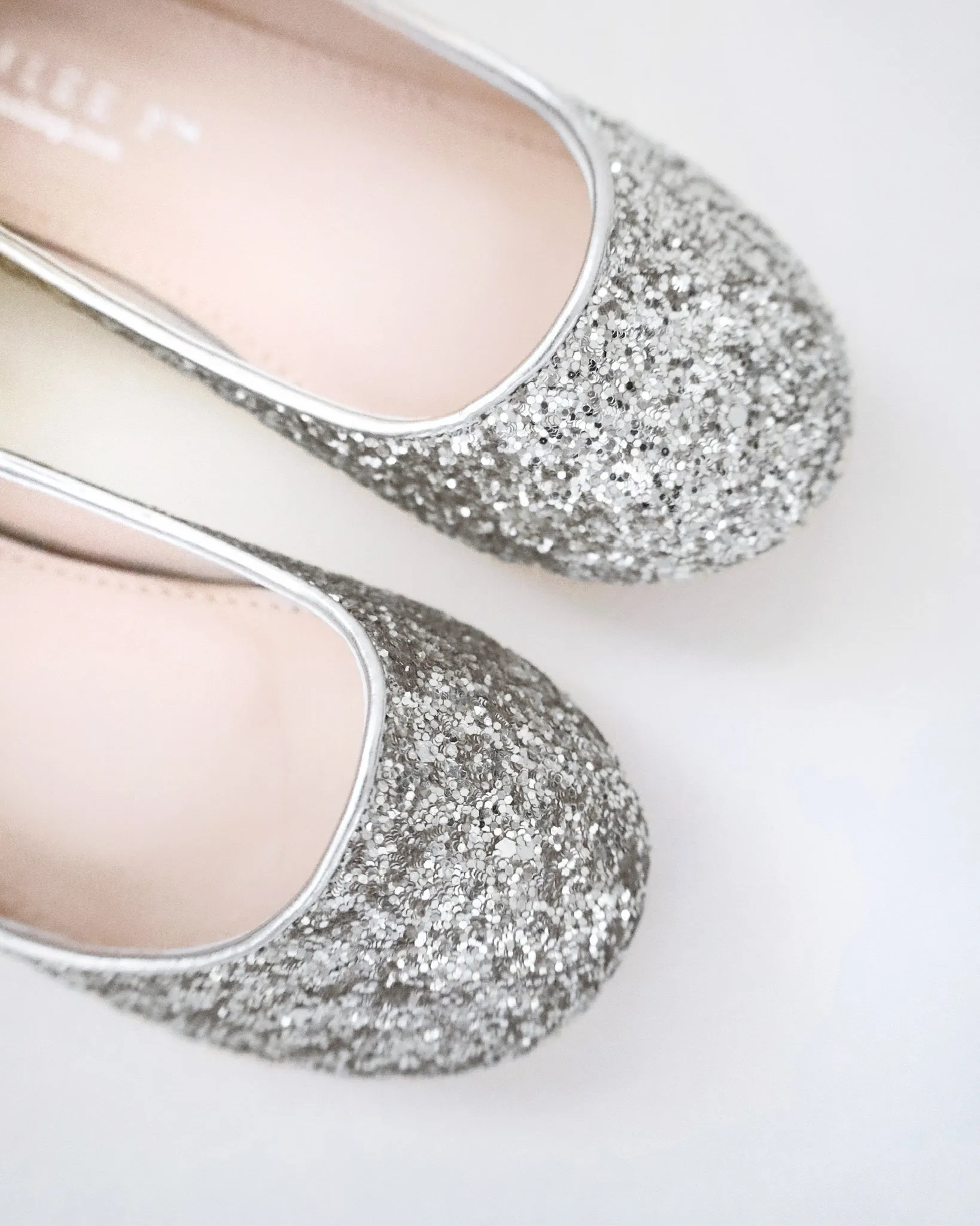 Rock Glitter Ballet Flats with Navette Cluster Rhinestones Strap