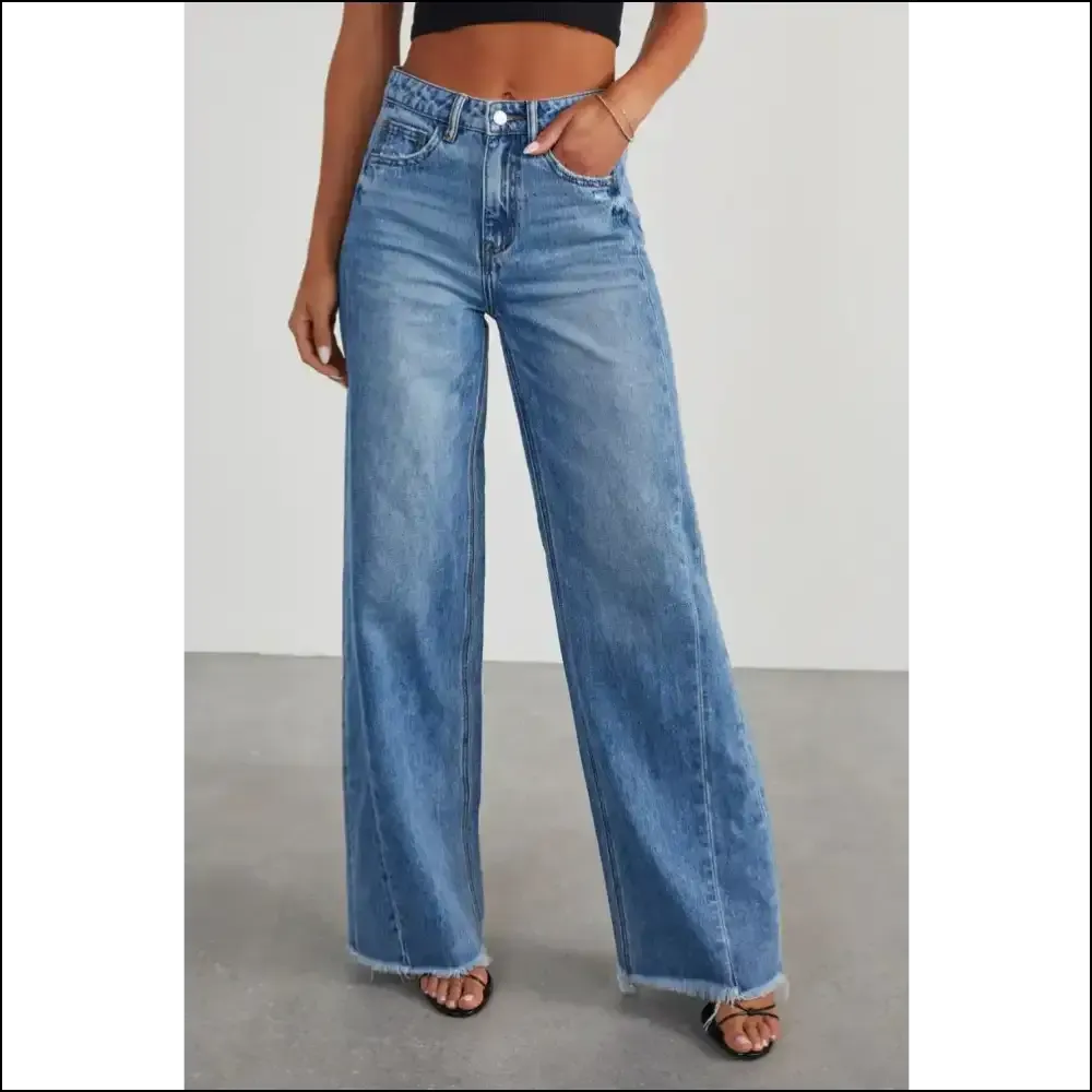 Rock your Look with Needful Things Raw Hem Wide Leg Jeans—glam Could Kill! 😂👖✨