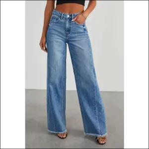 Rock your Look with Needful Things Raw Hem Wide Leg Jeans—glam Could Kill! 😂👖✨