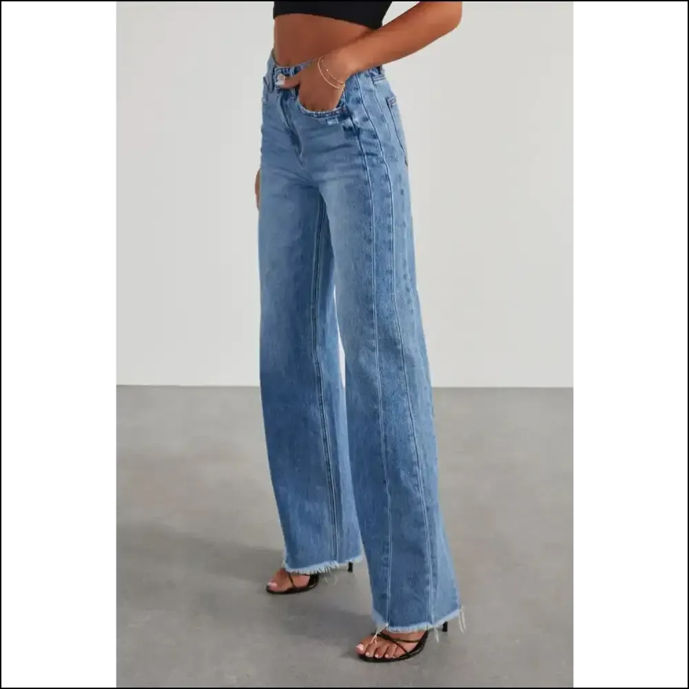 Rock your Look with Needful Things Raw Hem Wide Leg Jeans—glam Could Kill! 😂👖✨