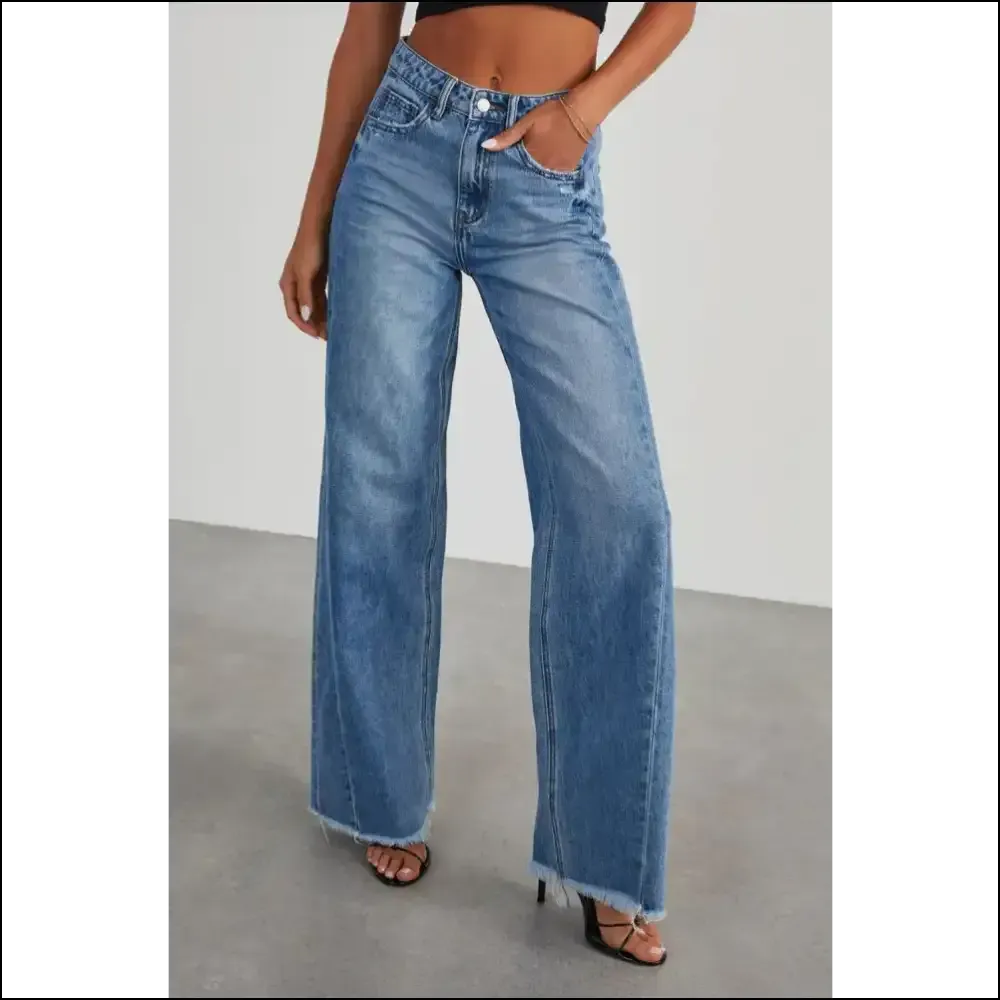 Rock your Look with Needful Things Raw Hem Wide Leg Jeans—glam Could Kill! 😂👖✨