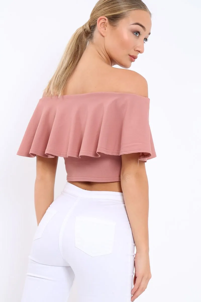 Rose Bardot Crop Top - Justine