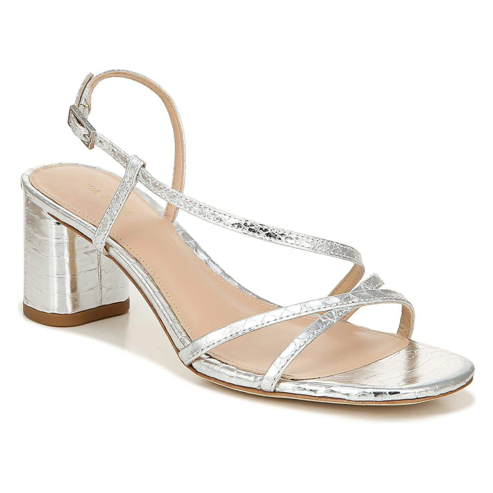 Roslyn Snake-Embossed Block-Heel Sandal