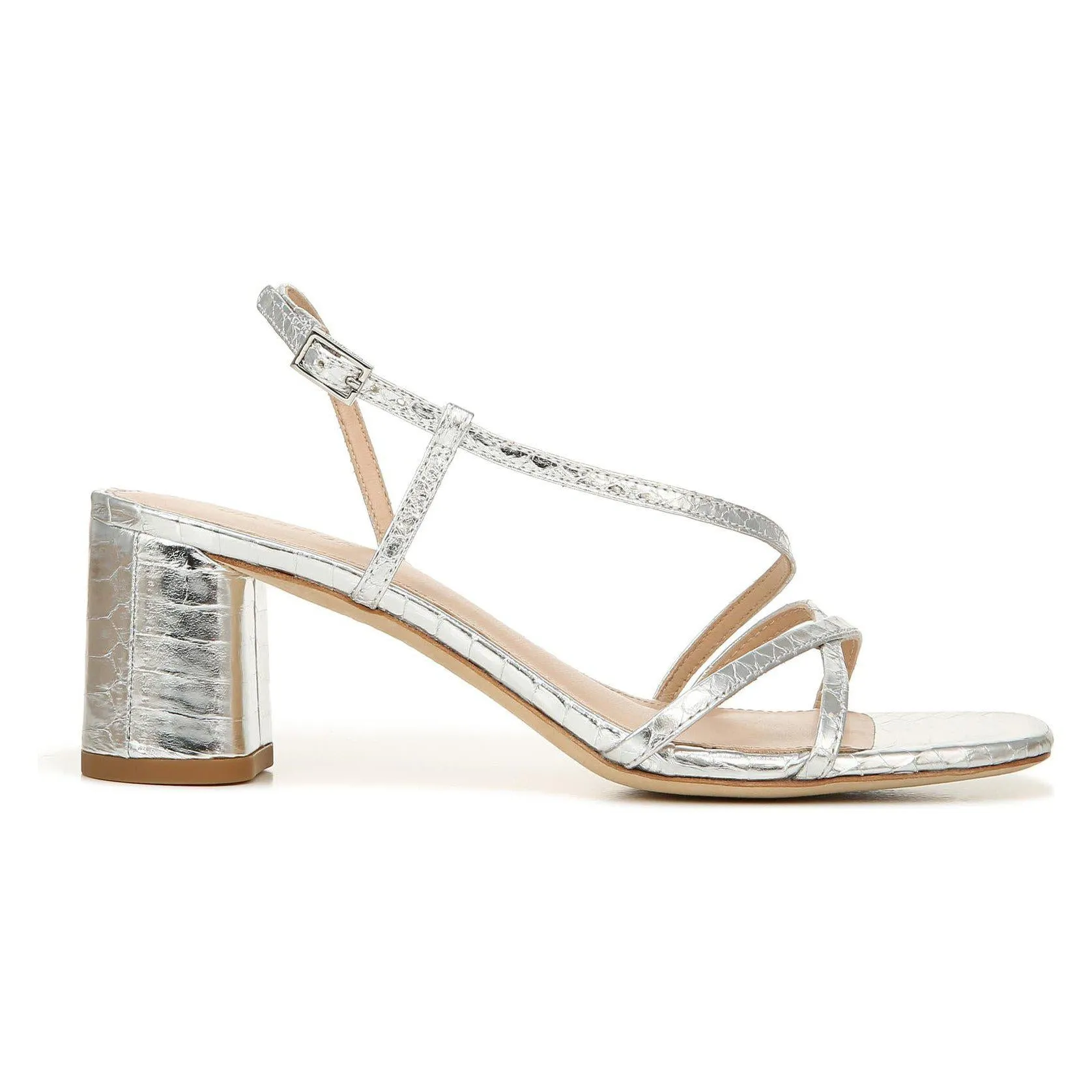Roslyn Snake-Embossed Block-Heel Sandal