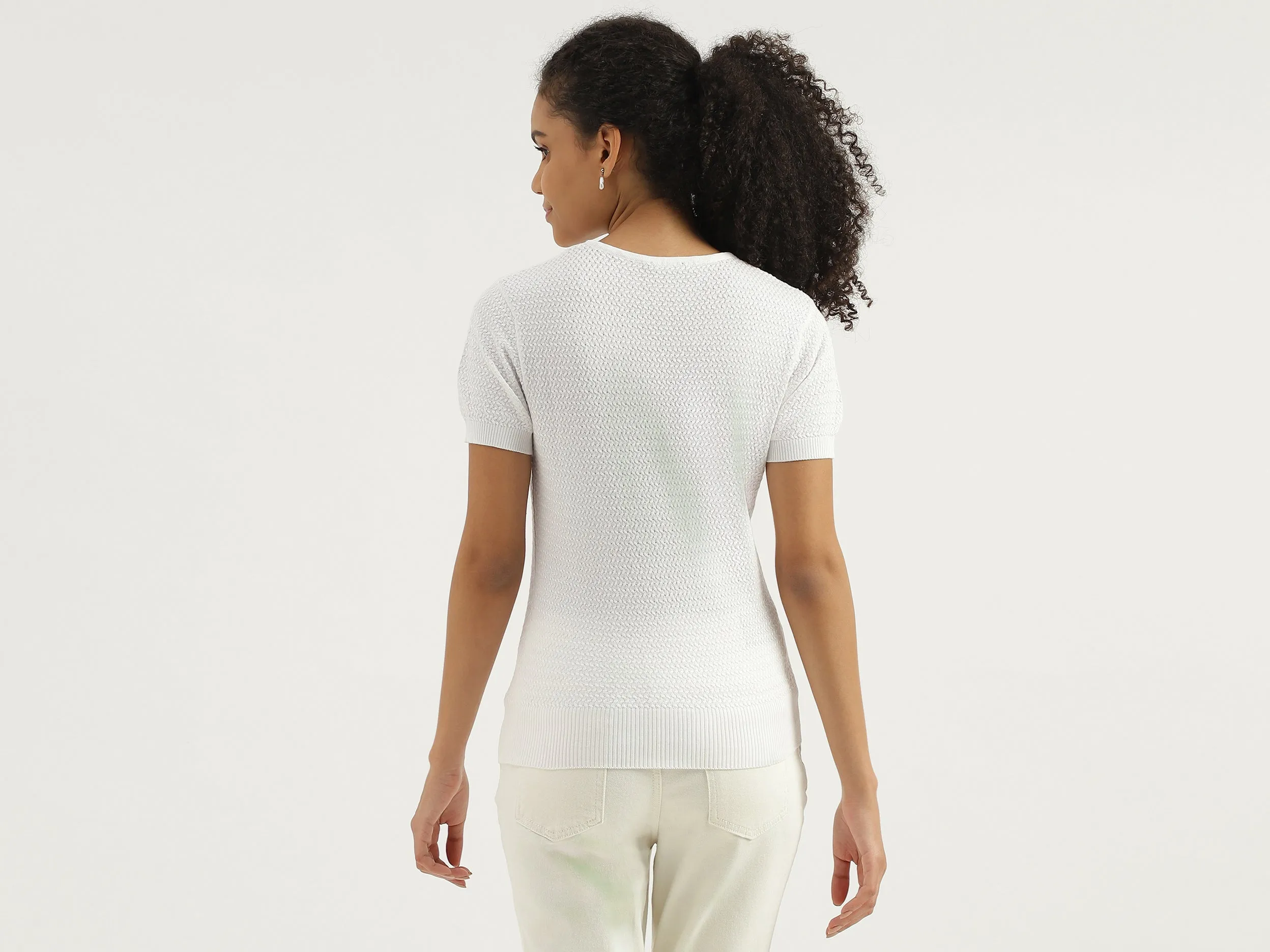 Round Neck Textured Top