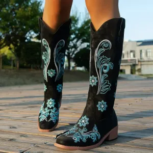 Round Toe Block Heels Boots