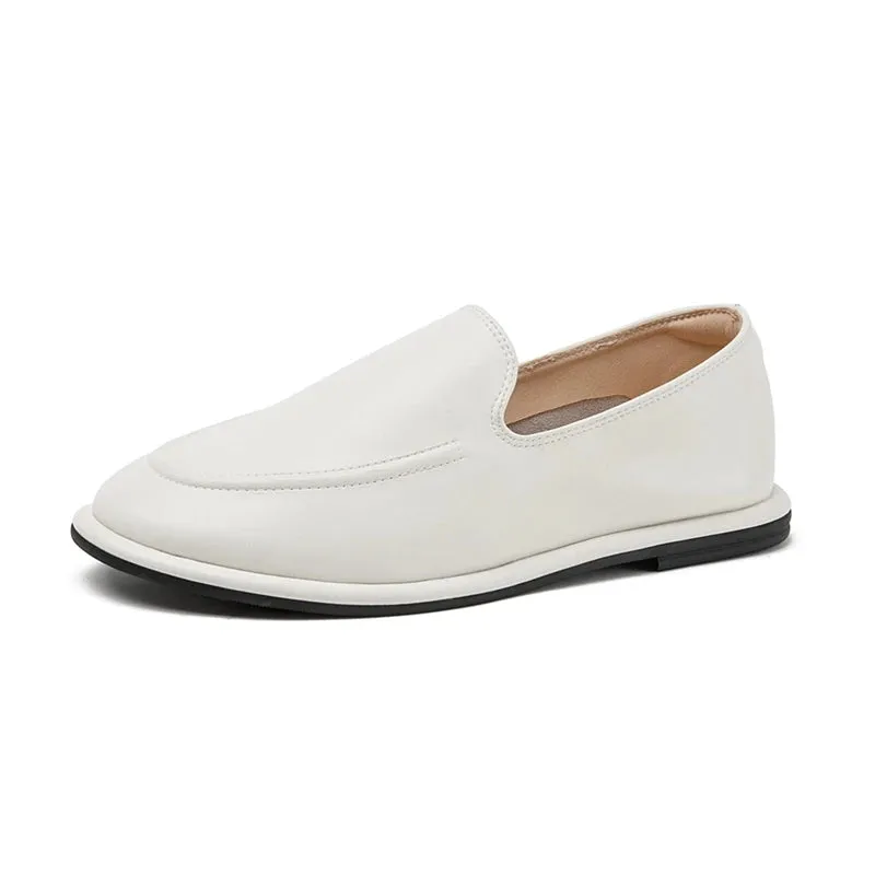 Round Toe Slip-On Shoes for Women - Genuine Leather, Soft Flats, Women Loafers, New Spring Collection