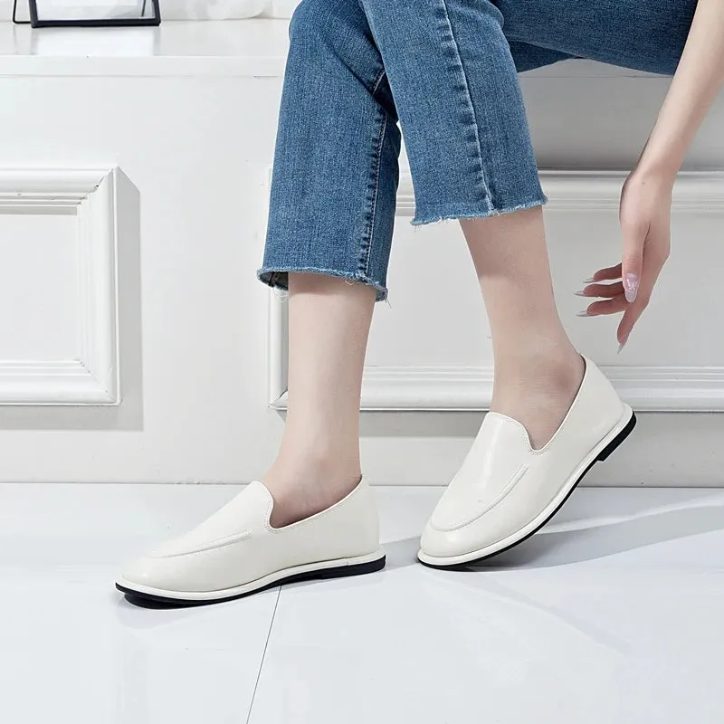 Round Toe Slip-On Shoes for Women - Genuine Leather, Soft Flats, Women Loafers, New Spring Collection