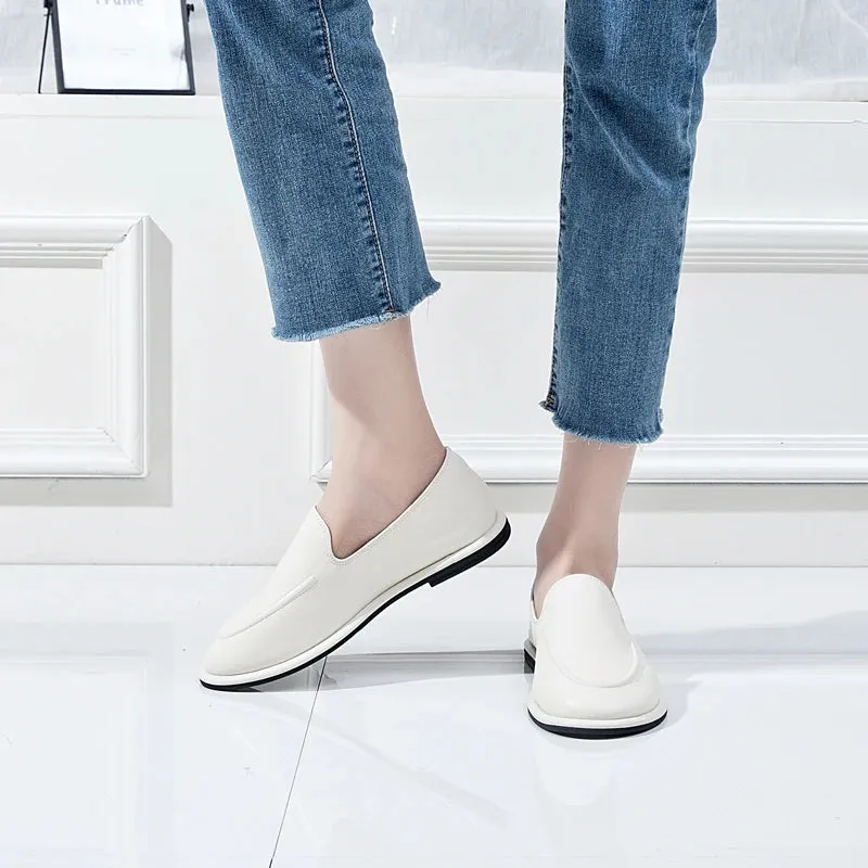 Round Toe Slip-On Shoes for Women - Genuine Leather, Soft Flats, Women Loafers, New Spring Collection