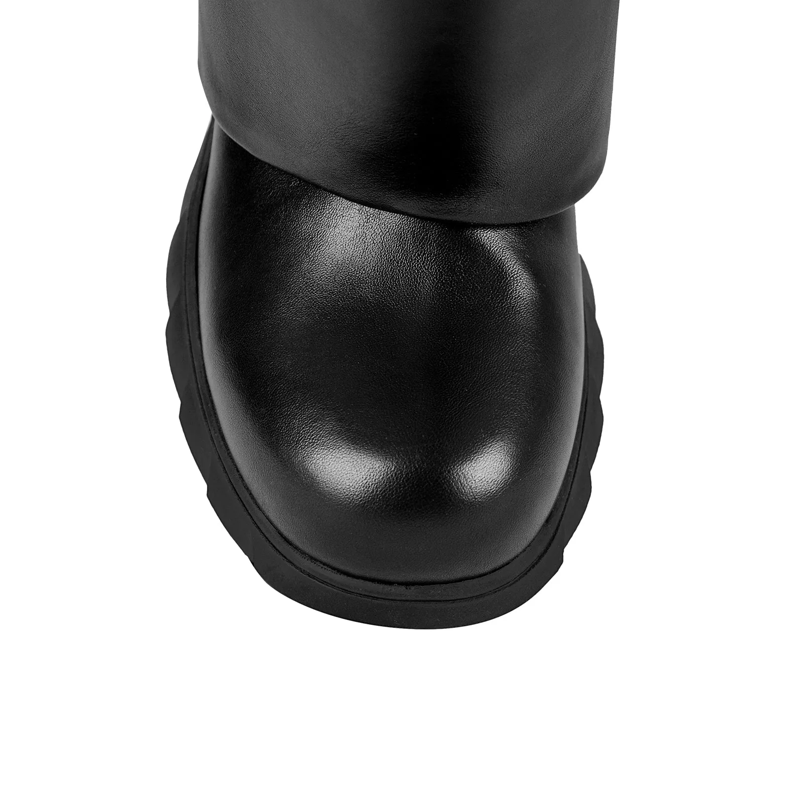 Round Toe Wedge Heel Fold Over Boots