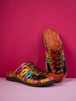 Rowan Floral Embossed Leather Sandal