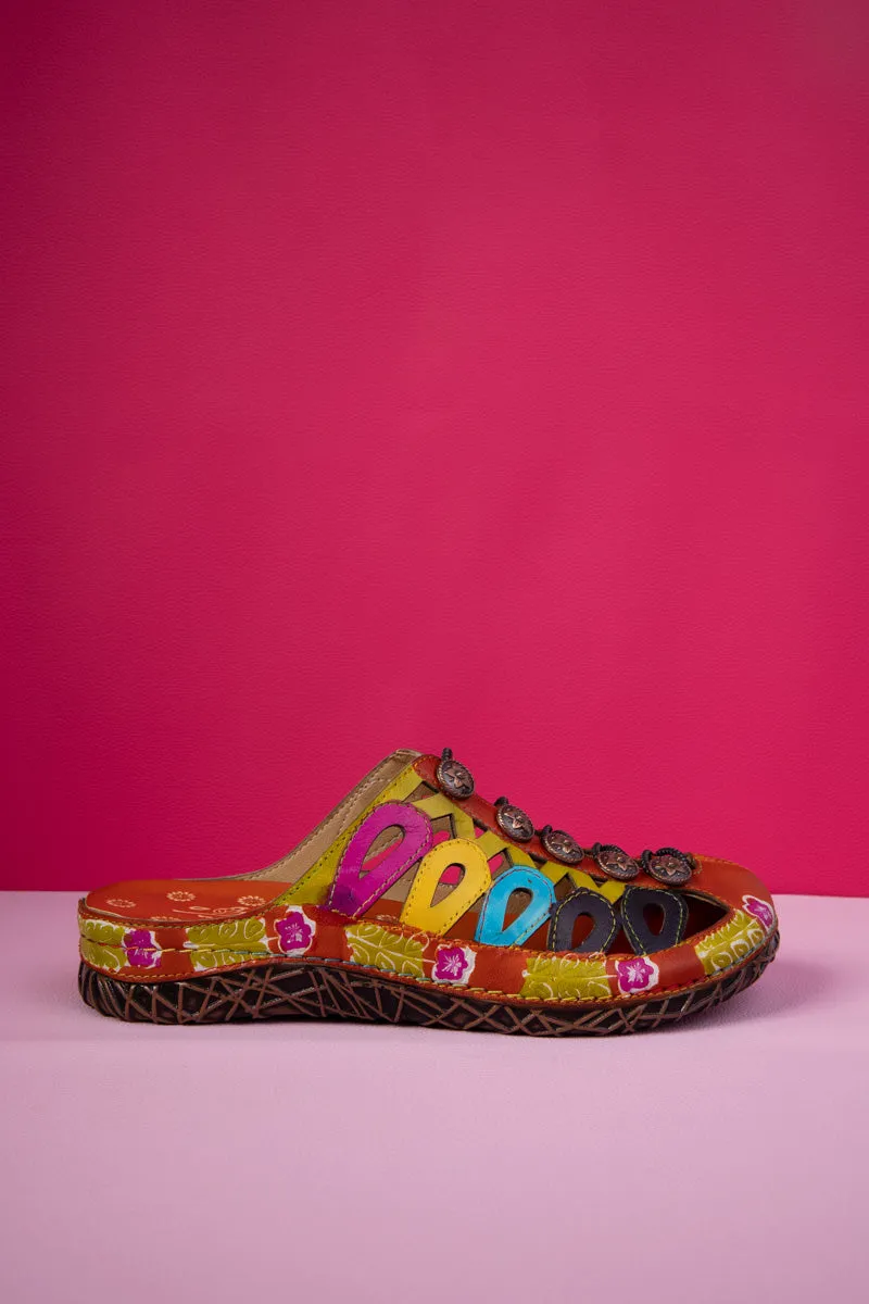 Rowan Floral Embossed Leather Sandal