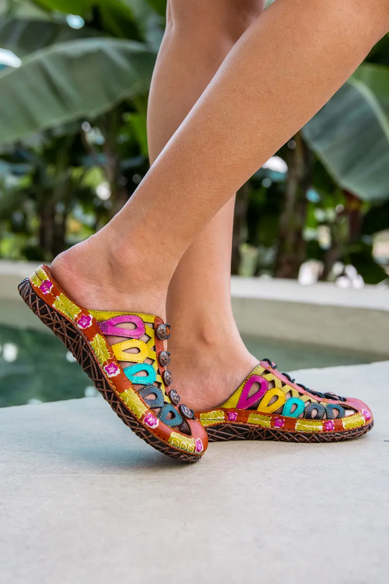 Rowan Floral Embossed Leather Sandal