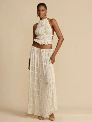 Ruffle Me Not Two Piece Skirt Set| Backless Ruffle Crop Top| Two Piece Maxi Dress| Coord Sets Women