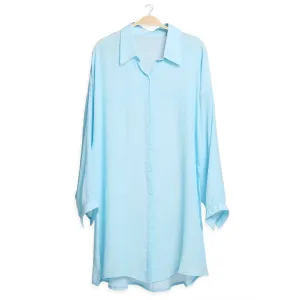 SALE Light Blue Button-Up Shirt Cover Up