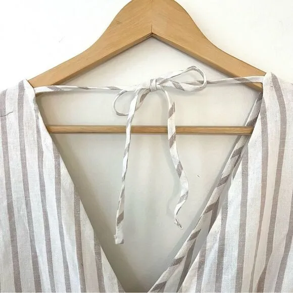 Sam Edelman Emely Cut out Long Sleeve Dress, white and tan stripe size XL New