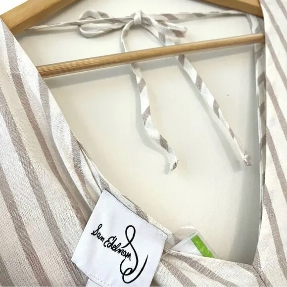 Sam Edelman Emely Cut out Long Sleeve Dress, white and tan stripe size XL New