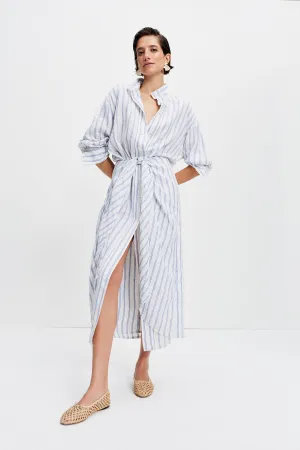 Sarong Shirt Dress (Blue Stripe)