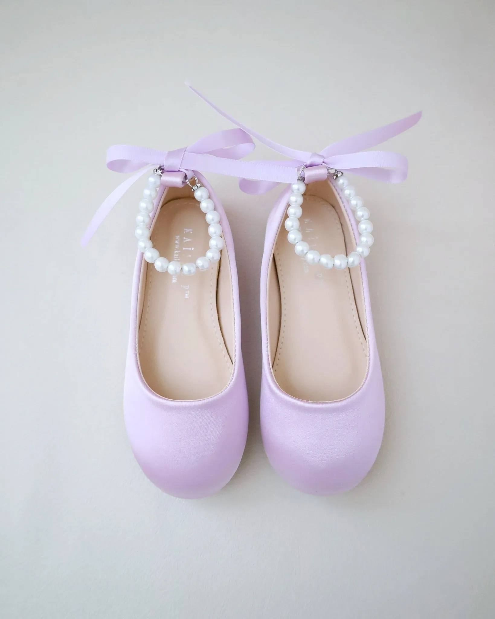Satin Flats with with Pearls Ankle Strap