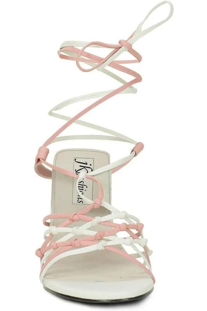 Sexy-9721 Strappy Leg Wrap Sandal | White Leather