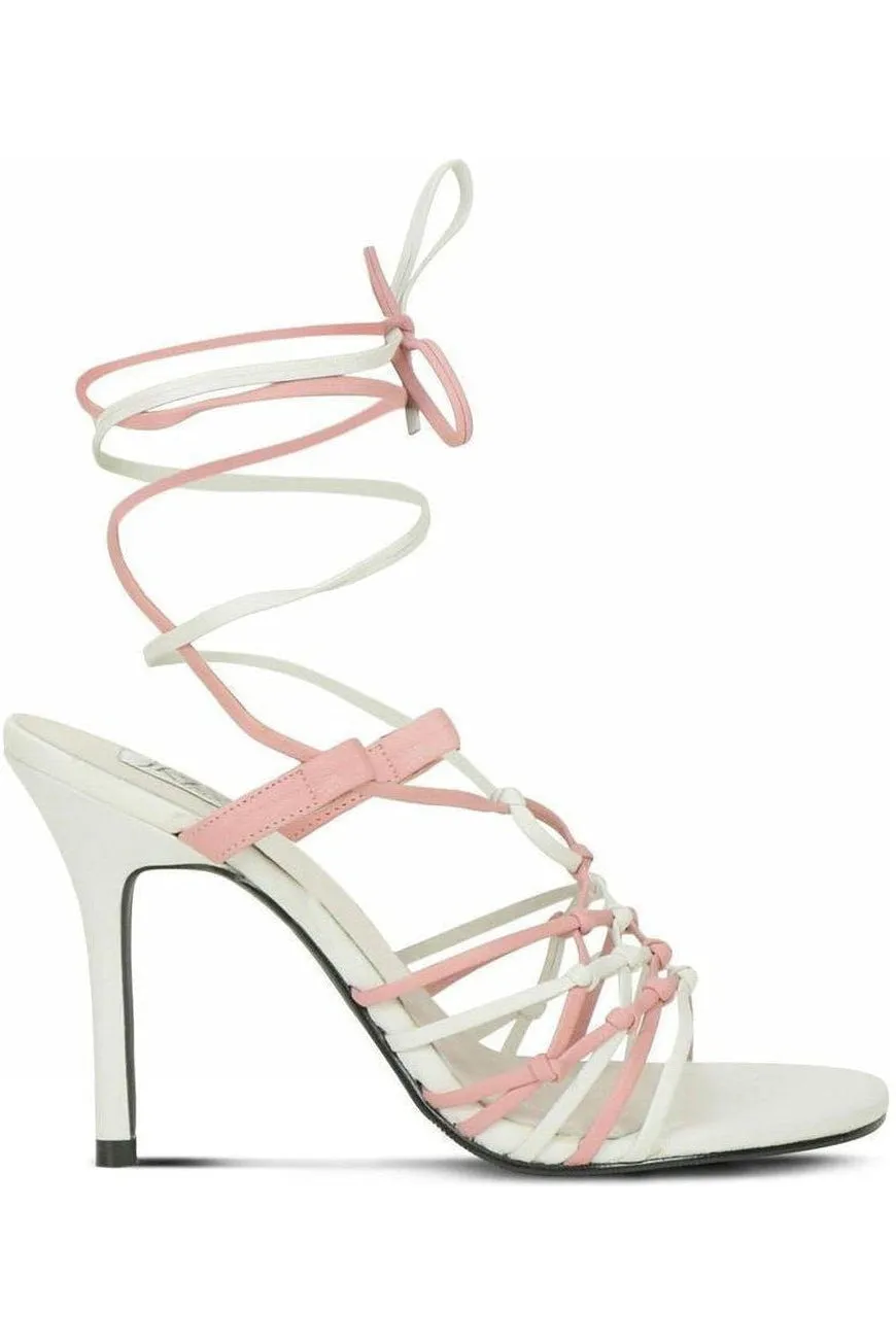 Sexy-9721 Strappy Leg Wrap Sandal | White Leather