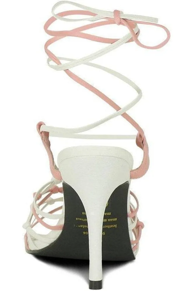 Sexy-9721 Strappy Leg Wrap Sandal | White Leather