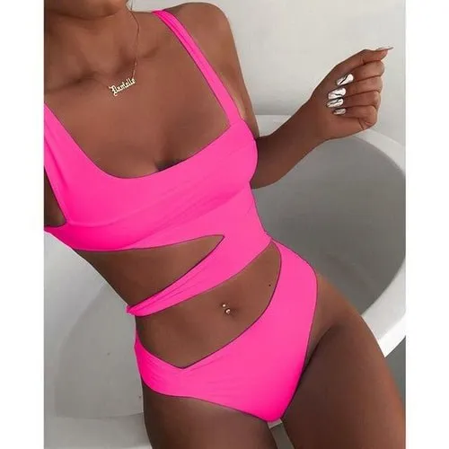 Sexy Cut Out Side One Piece Women Swimsuit