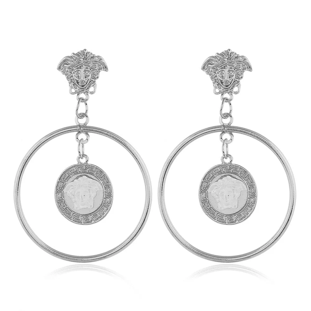 Silver-Plated Figure Drop Earrings