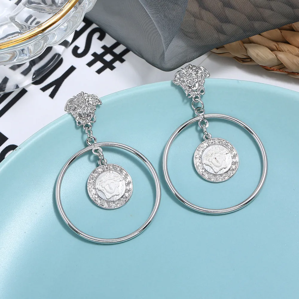 Silver-Plated Figure Drop Earrings