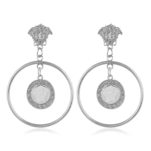 Silver-Plated Figure Drop Earrings